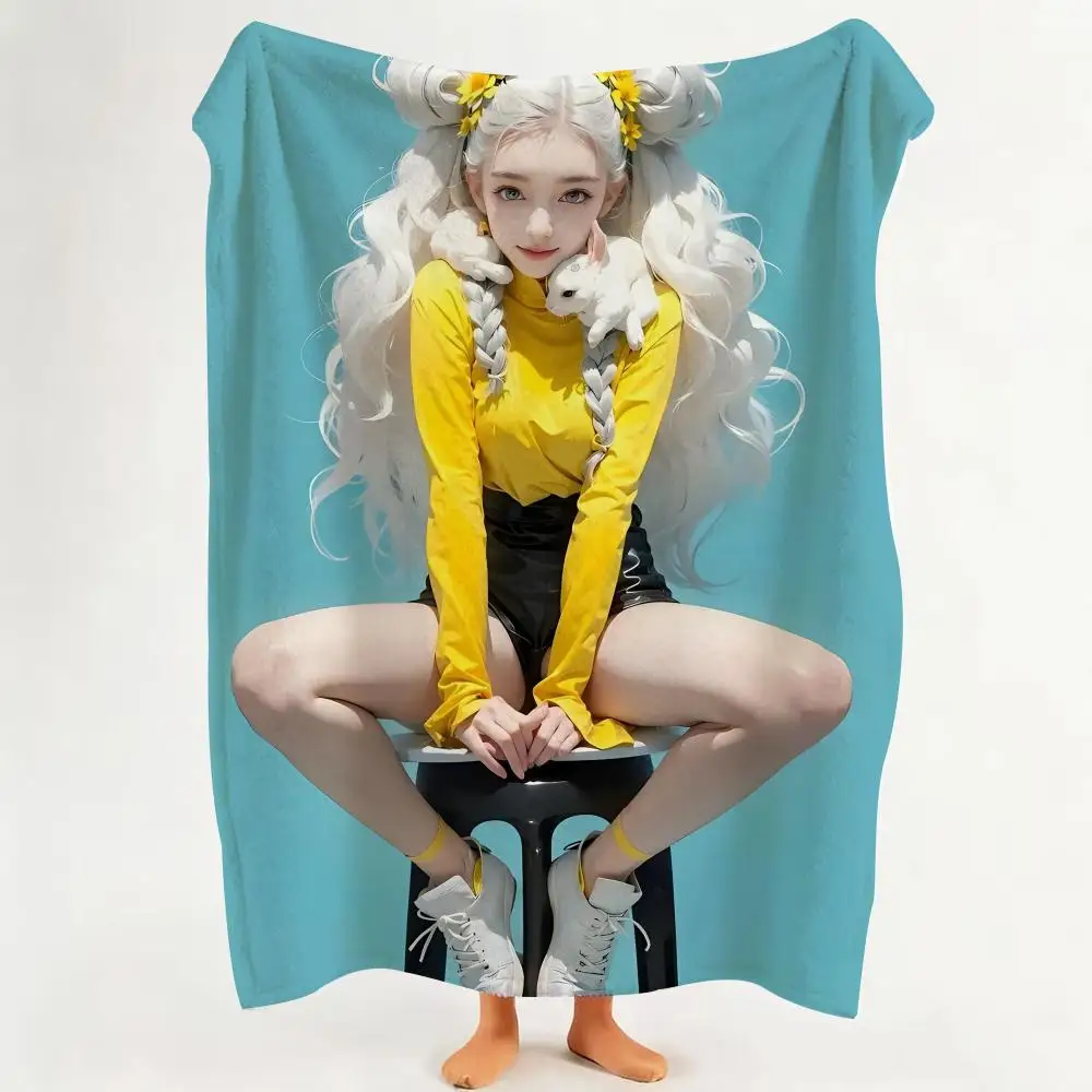 Art A-Ai P-Pretty G-Gril Throw Flannel Throw Blanket Suitable for Sofa、Living Room、Bedroom