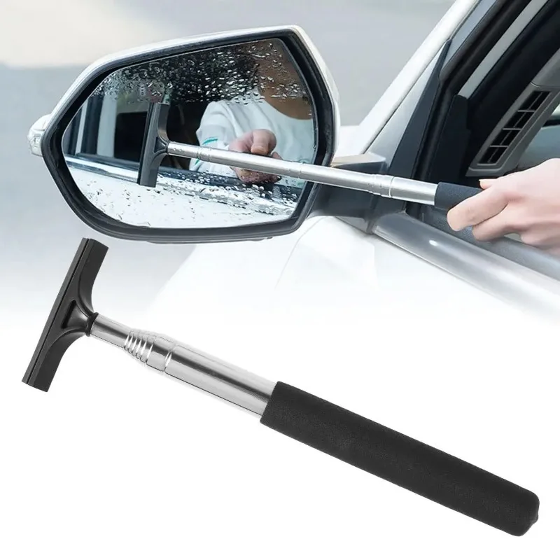 Car Rearview Mirror Wiper Retractable Portable Rainy Cleaning Supplies Rearview Mirror Water Remover Glass Rain Cleaning Tool