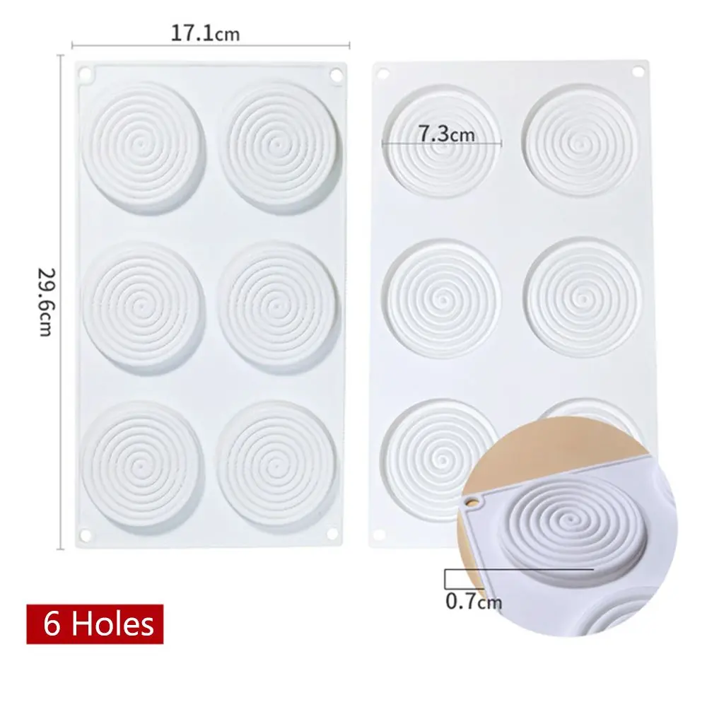 1/2/6/15 Holes Spiral Shape Silicone Mold 3D Cake Moulds Mousse For Ice Creams Chocolate Pastry Bakeware Art Pan Cake Mold