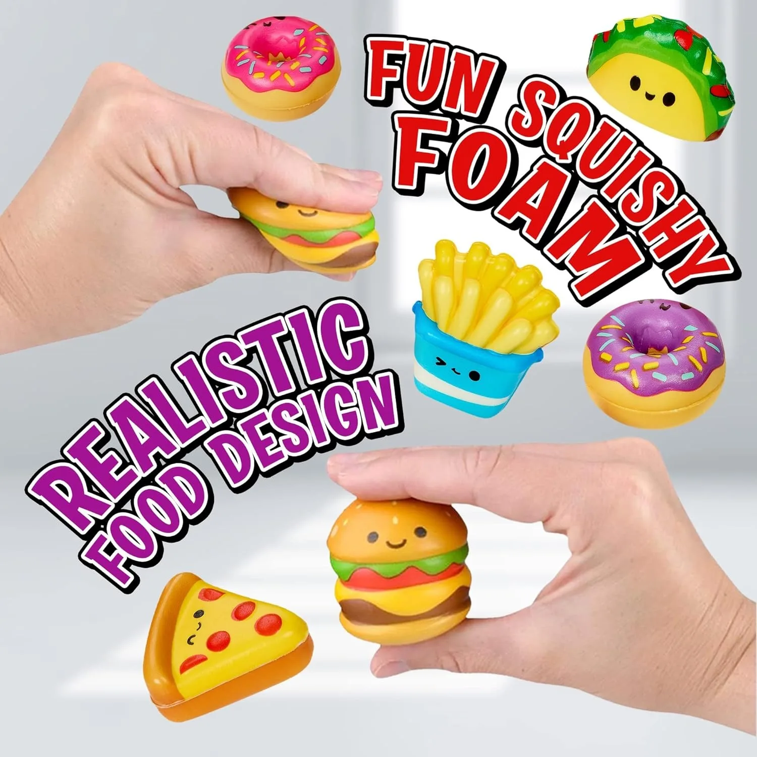 Mini Squish Fast Food Toys 10 Pack Slow-Rise Stress Relief Toys for Kids Adults Fidget Toys for Sensory Play Party Favors