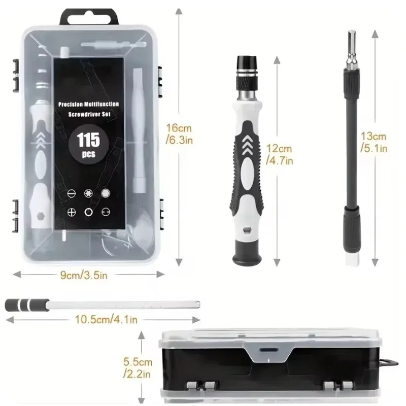 115pcs/lot Magnetic Screwdriver Bit Set Precision Multi Hand Tool Torx Hex Screw Drivers for Computer Phone Repair Tools Boxes