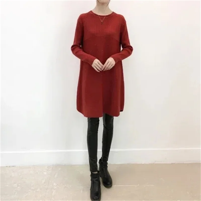 Women Autumn Winter Sweater Pullover New Solid O-neck Long Sleeve Loose Knitted Sweater Female Jumper Top Pregnant Women Sweater