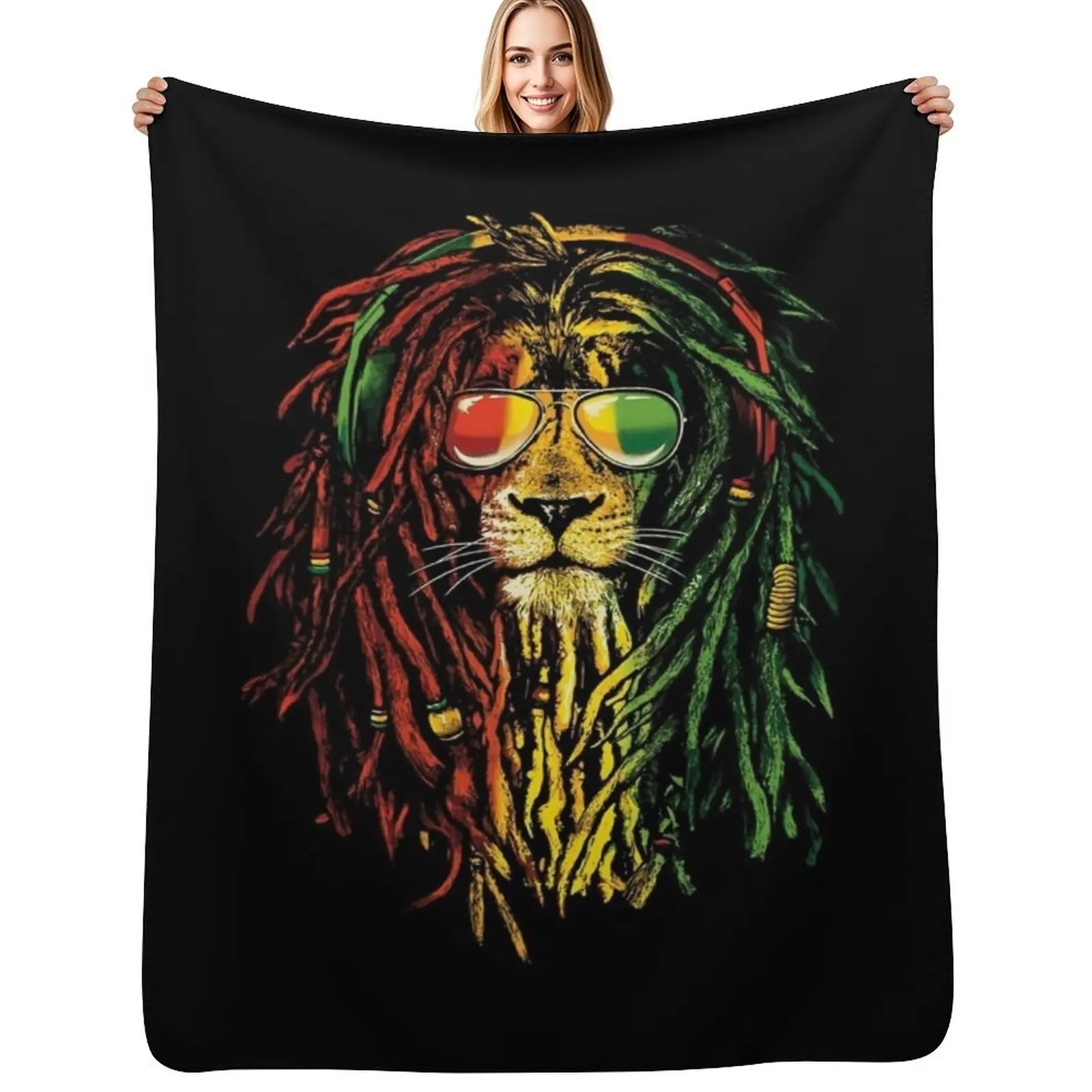 Bob Marley Lion Throw Blanket Men's Soft Warm Throw Blanket for Couch