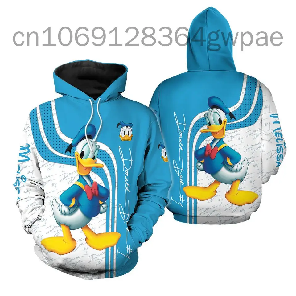 2024 Disney Donald Duck 3D Printed Hoodie Men Women Casual Sports Pullover Cartoon 3D Hoodie Fashion Oversized Streetwear