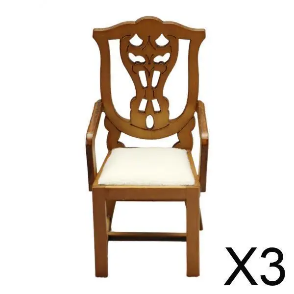 

Dollhouse Miniatures Wooden Chair Set 1 12 Scale Pretend Play Furniture for Kids Bedroom Toy Decoration