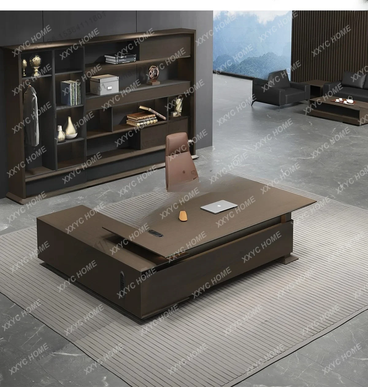 

Simple modern desk background cabinet lighting data file cabinet wooden