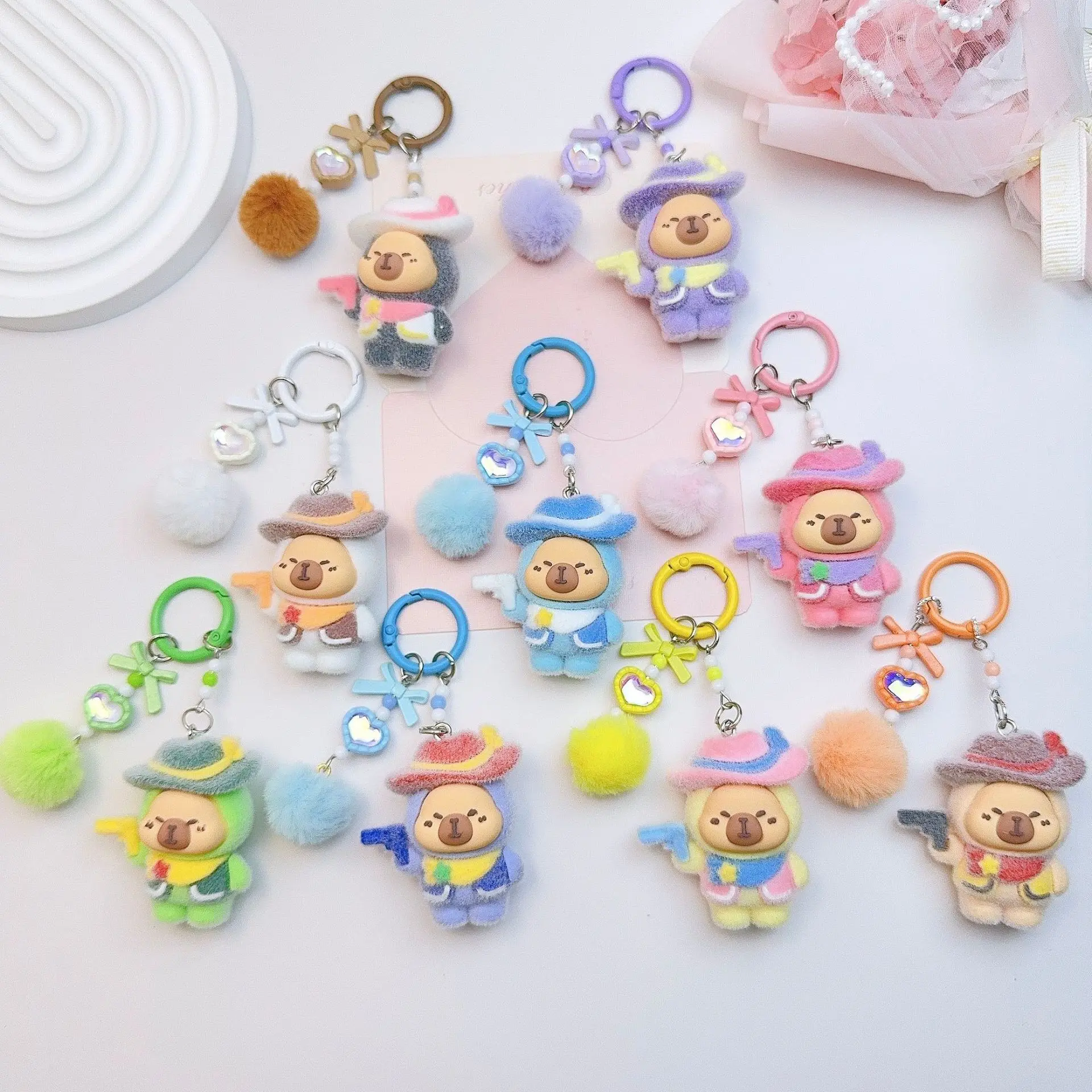 New model Capybara keychain  Moible Phone Backpack Hanging Keychain For Bags Keyrings Pendant Charms