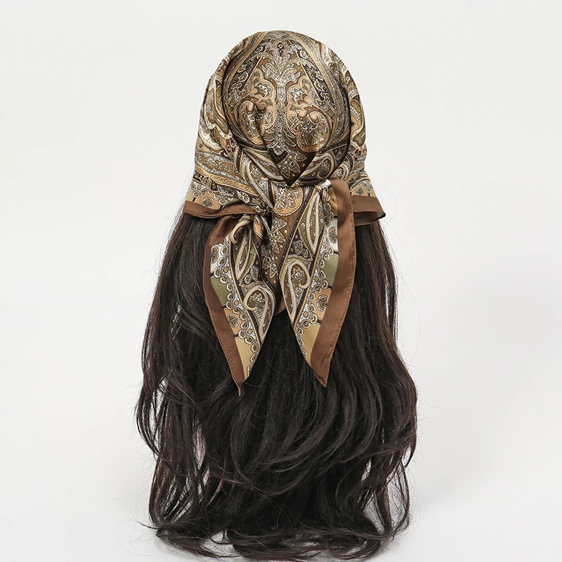 

70*70 см квадратные шелковые шарфы женские хиджаб шали Абая женская вуаль исламский тюрбан женский платок на голову платок бандана пляжное парео 2025