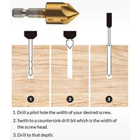6 Pcs 1/4Inch Hex Shank Countersink Drill Bits Center Punch Set HSS 5 Flute Countersink 90 Degree Center Punch Tool Sets-New