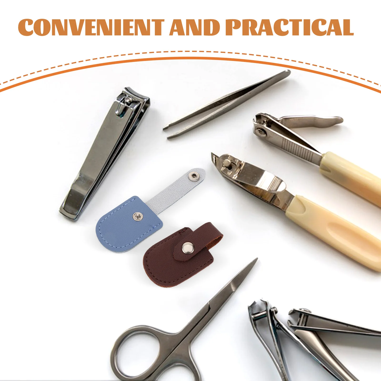 

8 Pcs Nail Clipper Protective Cover Cuticle Scissors Tweezers Cap Storage Case Holder Pedicure Bag Black White Red Beige Brown