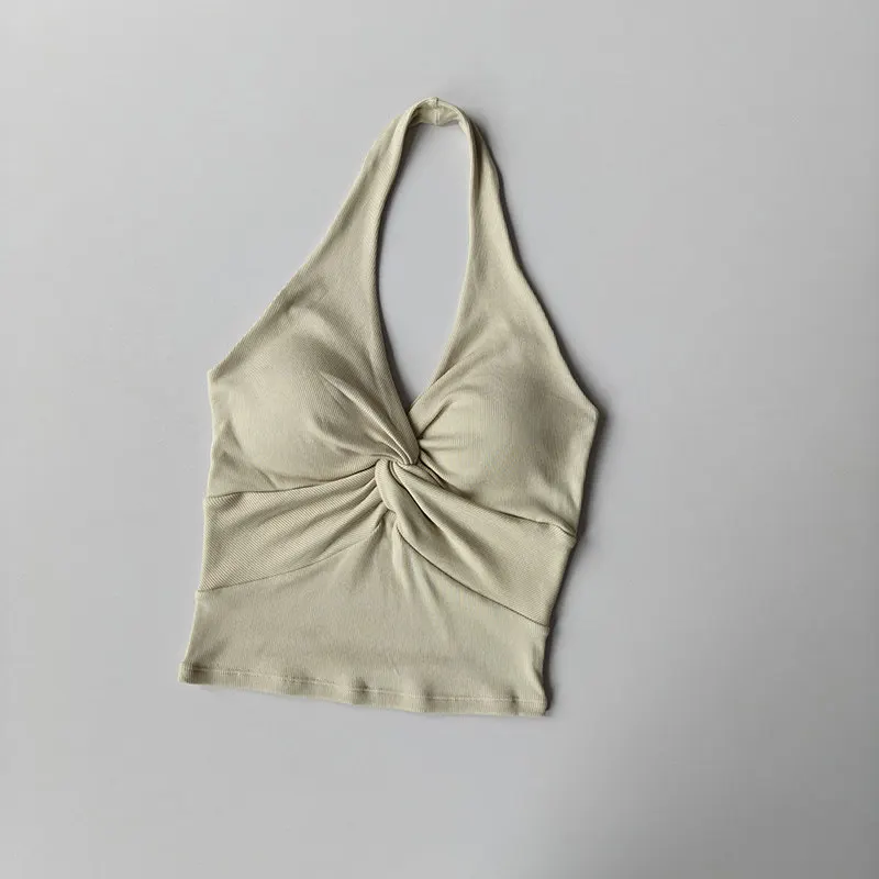 Halter-Neck-Camisole Damen-Oberbekleidung Damen Frühling Schöner Rücken Sport-Fitness-Kleidung mit Brustpolstern Schlankmachende Yoga-Tops – Detail 10