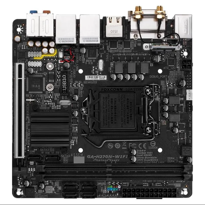 Free Shipping Original For Gigabyte H270N-WIFI 17*17mini itx computer motherboard CPU dual network port wireless NAS