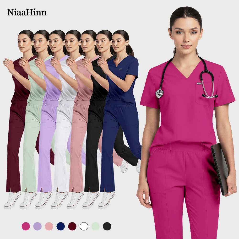 

Niaahinn Short Sleeved Pharmacy Nurse Uniforms Hospital Doctor Workwear Multicolor Oral Dental Clinic Scrub Uniforms Medical Set