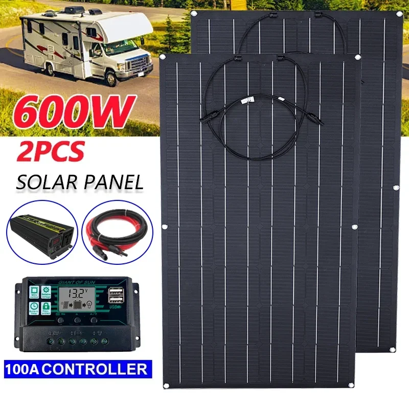 

110V/220V Solar Power System 300W ETFE Sol-ar Pan-el+150A Charge Controller+4000W 6000W 8000W Inverter Kit Power Generation Kit