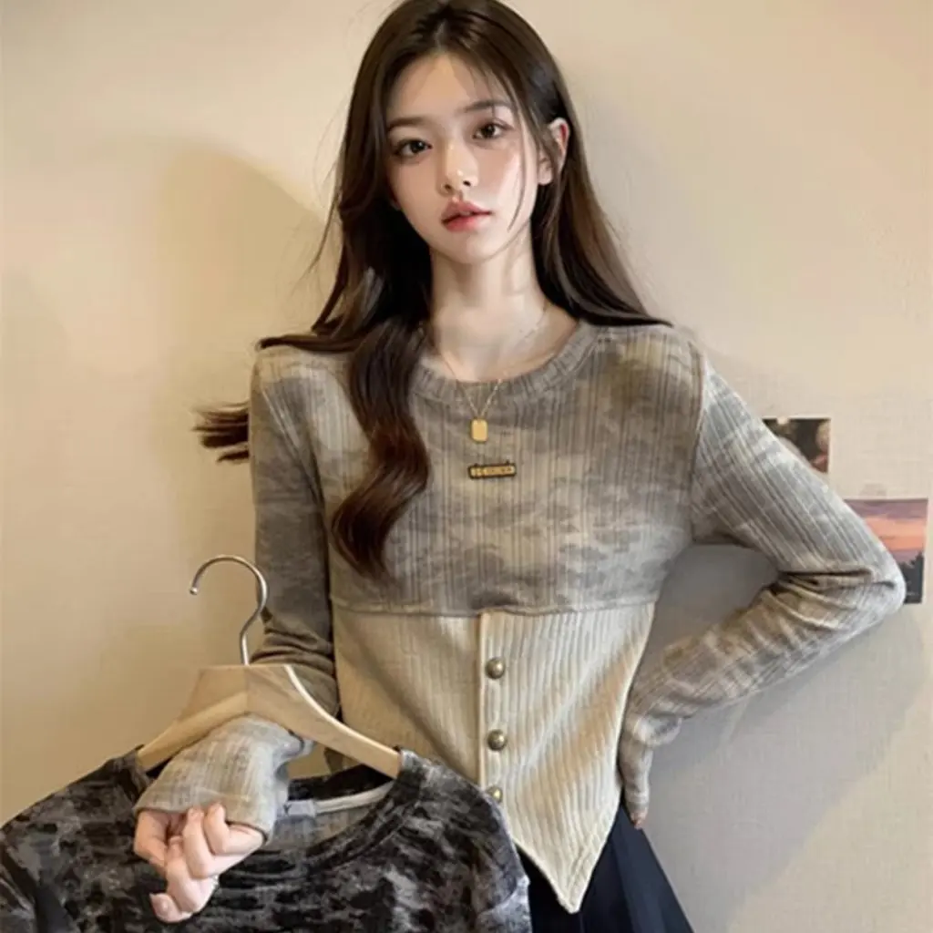 

Женский облегающий топ с нерегулярной строчкой, модная осенне-зимняя футболка с базовым слоем, новый стиль