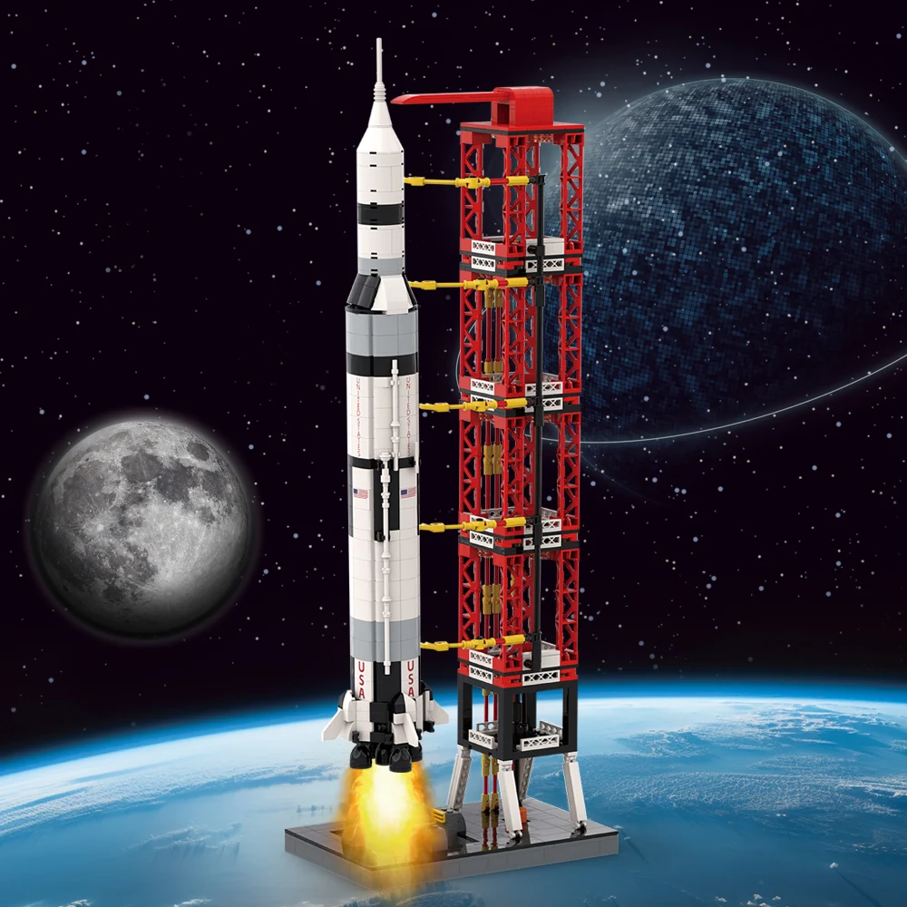 

1238PCS Classic Model The Apollo Saturn V Launch Vehicle Rocket And Launch Pad Fit 21309 92176 Building Blocks Kid Toys Gifts