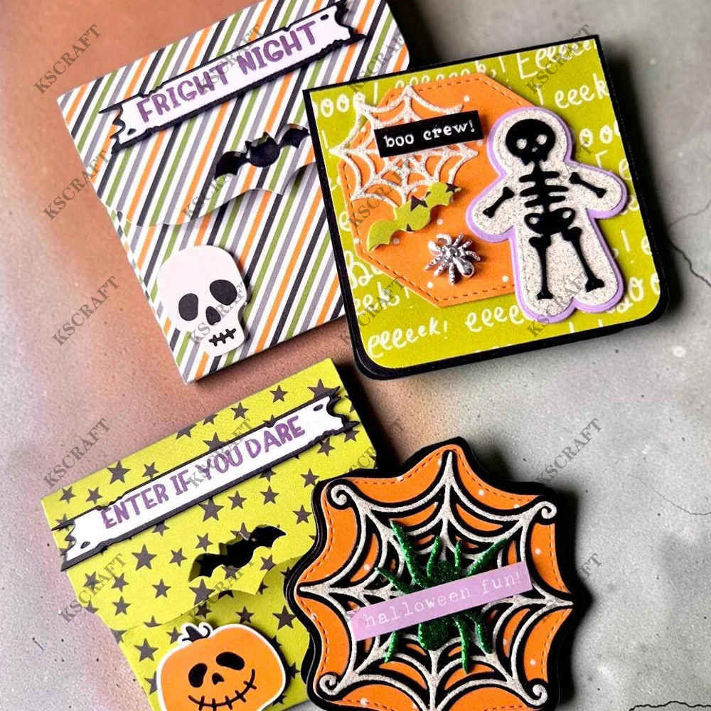 KSCRAFT Halloween 3 by 3 Inch Card Cutting Dies Stencils for DIY Scrapbooking Decorative Embossing DIY Paper Cards