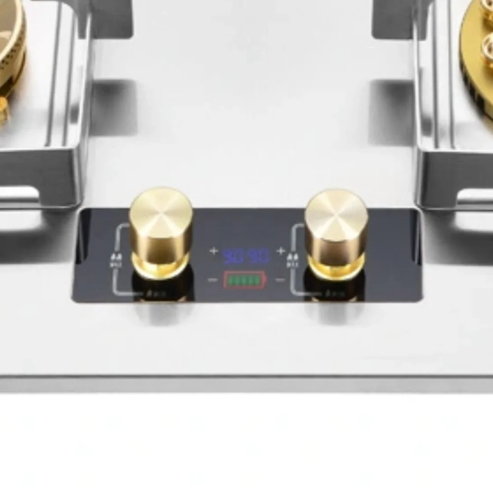 業務用2口スマートガスコンロ - ステンレス製ビルトイン/ポータブルキッチン用クックトップ、安全機能付き