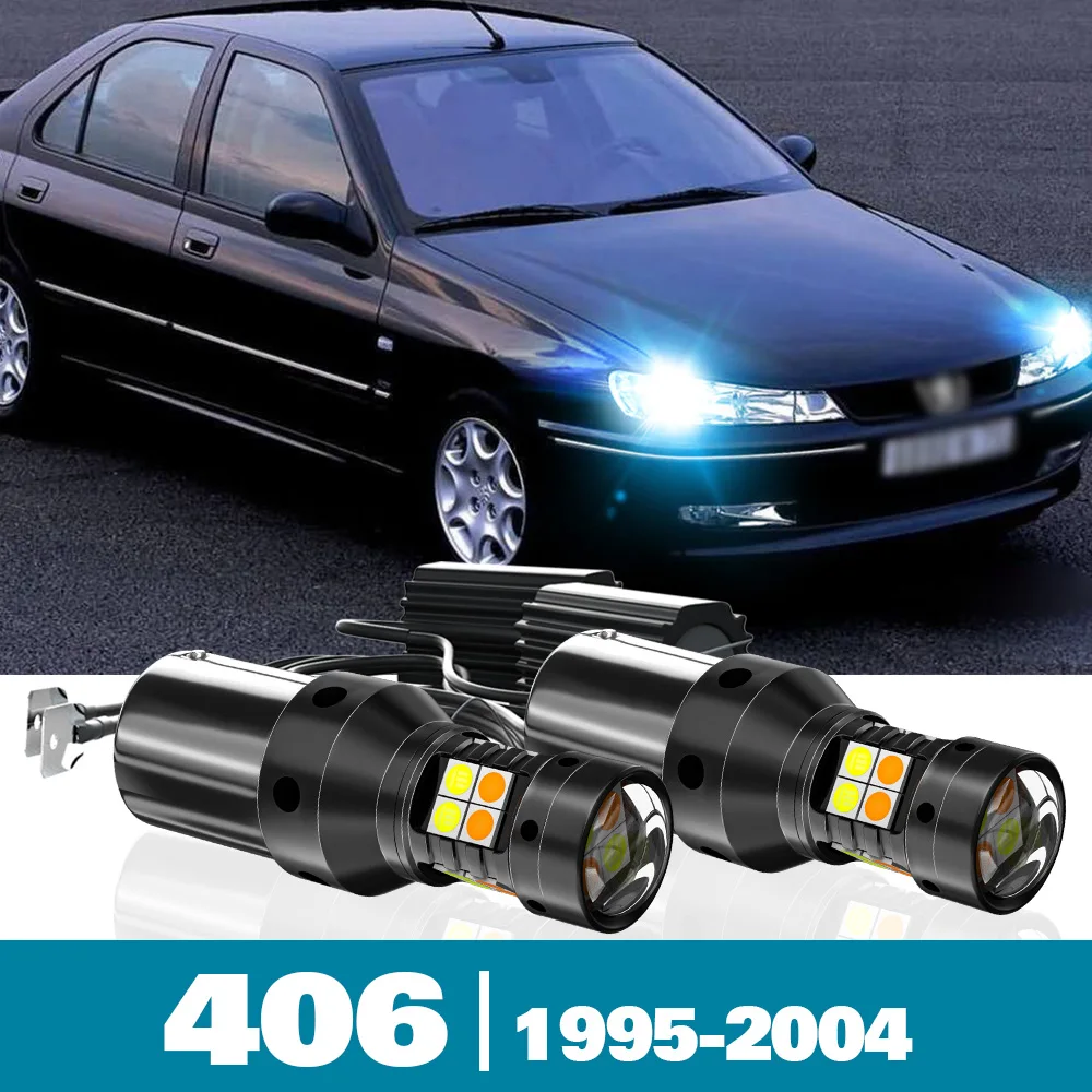 

2x LED Dual Mode Turn Signal+Daytime Running Light DRL For Peugeot 406 Accessories 1995-2004 1997 1998 1999 2000 2001 2002 2003