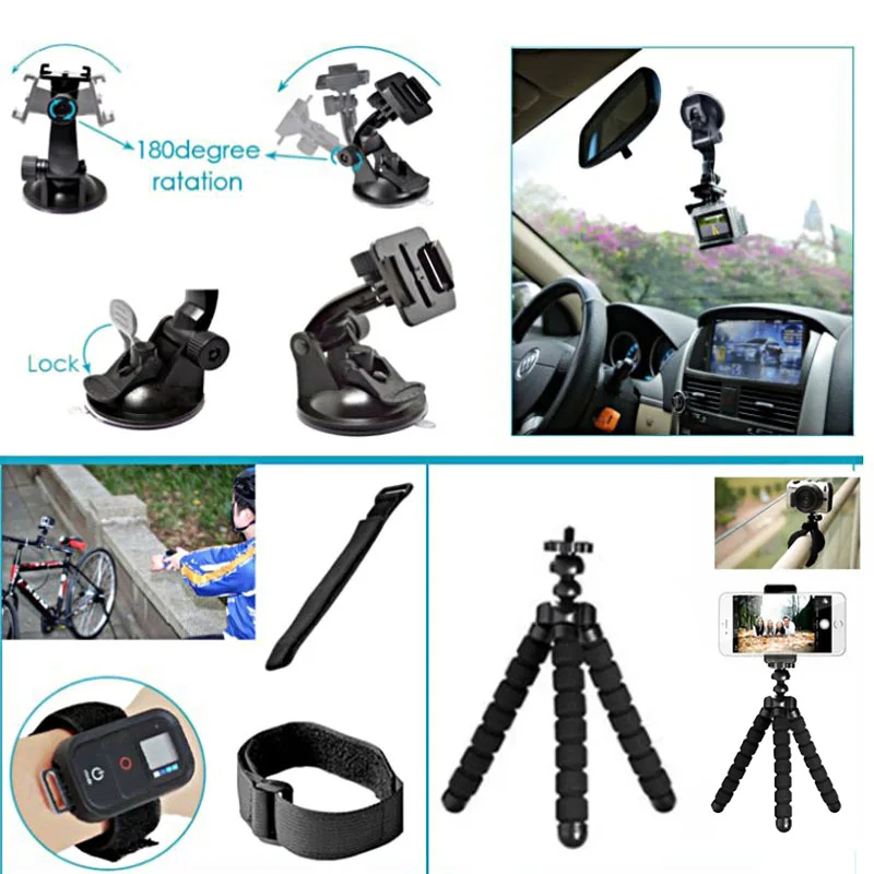 Adcanced High Quality Wholesale Price 50 in 1 Action Camera Accessories Kit Set For Hero 8 7 6 5 For SJ4000