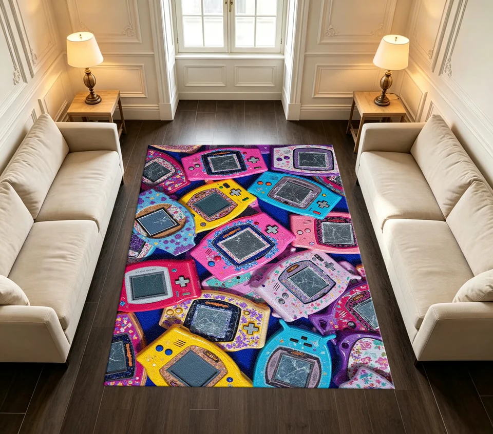 Colorful Retro Game Console Pattern Area Rug