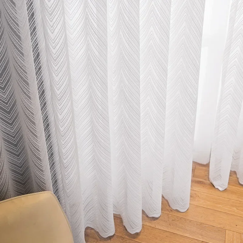 ستائر شاشة نافذة نهائية بيضاء متعددة الاستخدامات لغرفة المعيشة وغرفة النوم وشرفة حديثة وبسيطة من التول الشفاف