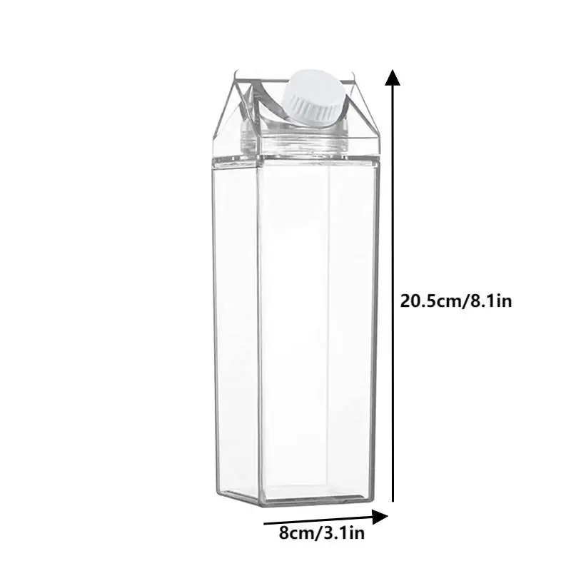 750ML Transparent Milk Bottle Water Box Square Milk Coffee Juice Tea Cup Transparent Milk Storage For Outdoor Sports Camping Gym