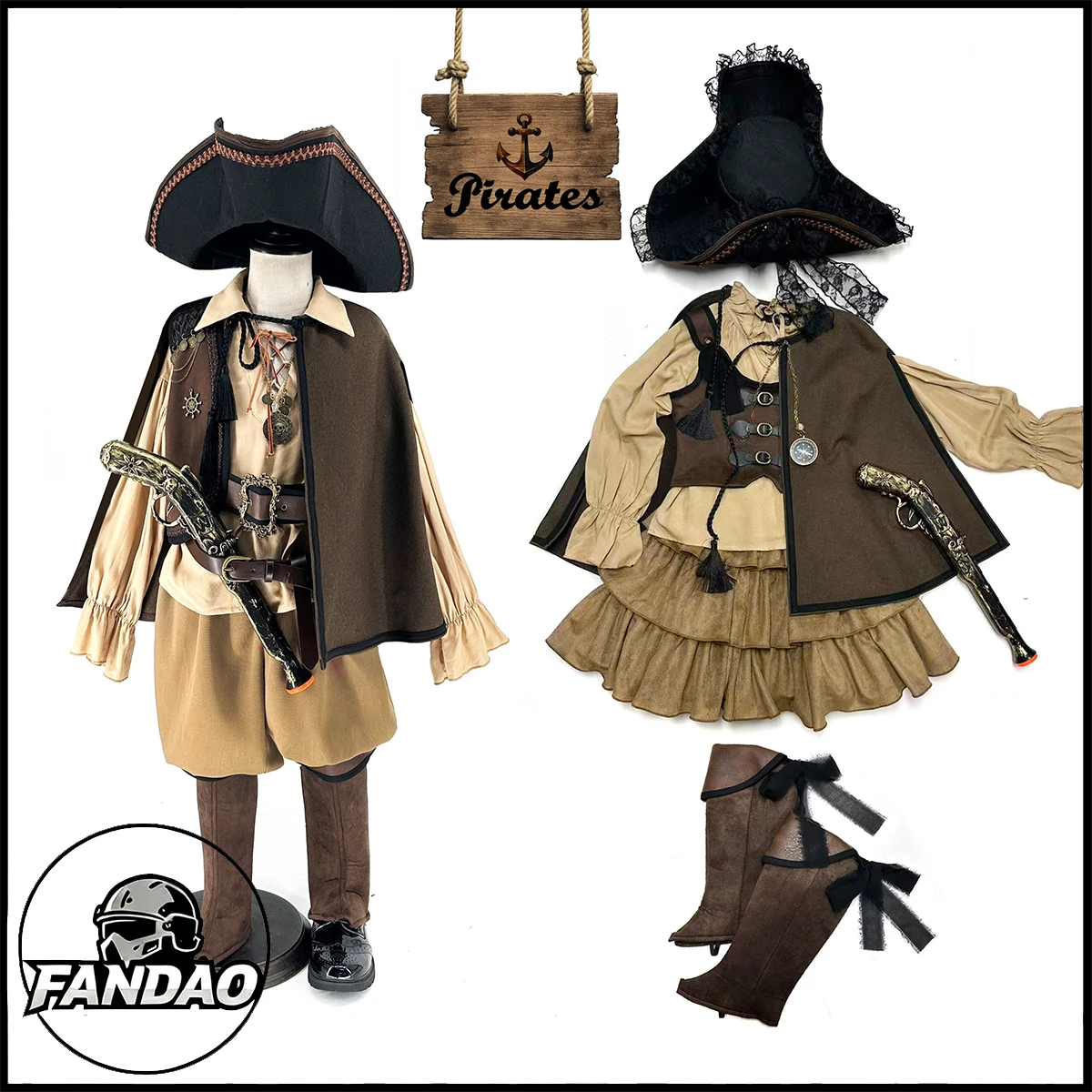 

Halloween Kids Pirate Cape Cosplay Costume Boys Girls Nautical Era Retro Performance Outfit for Sailor Themed Party Dress Up