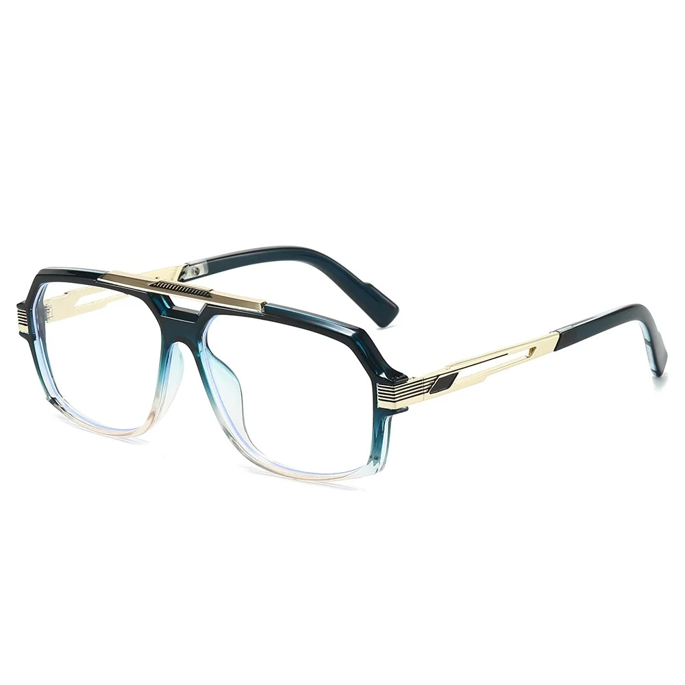 

New Anti Blue Light Women Glasses Double Beam Square Pilot Luxury Color Matching Frame Design High Quality Men Casual Glasses
