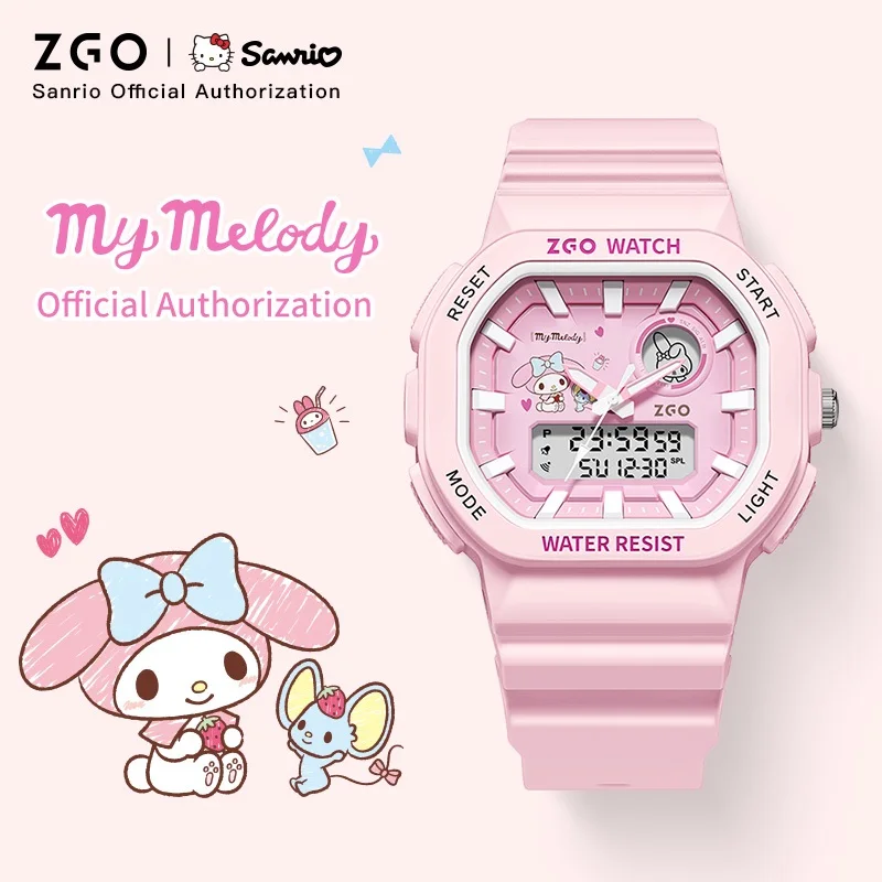 

Sanrio X ZGO New Electronic Watch Dual Display Waterproof Luminous Watches Multi-Functional Digital Watch