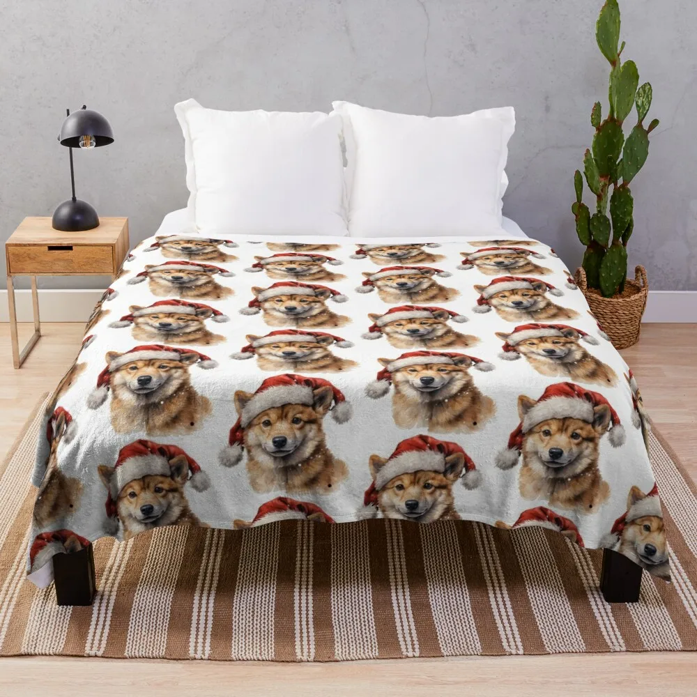 

Santa Cat and Dog Christmas Funny Animal Lover Xmas T-Shirt 16 Throw Blanket blankets and throws Flannel Thins Blankets