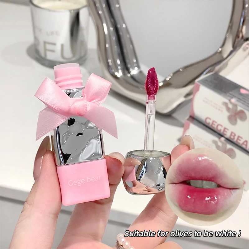 Gegebear Water Gloss Lip Glaze Set, spiegelähnliches Make-up, nicht leicht zu färben, Cup Valentinstag-Lippenstift-Set