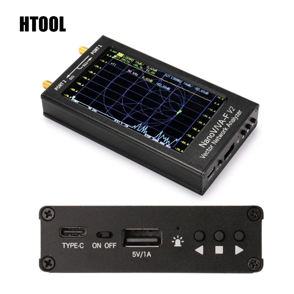 HTOOL V2 50KHz-3GHz Vector Network Analyzer HF VHF UHF VNA 4.3 Touchscreen 5000mAh High Precision Antenna Analyzer 5000mAh