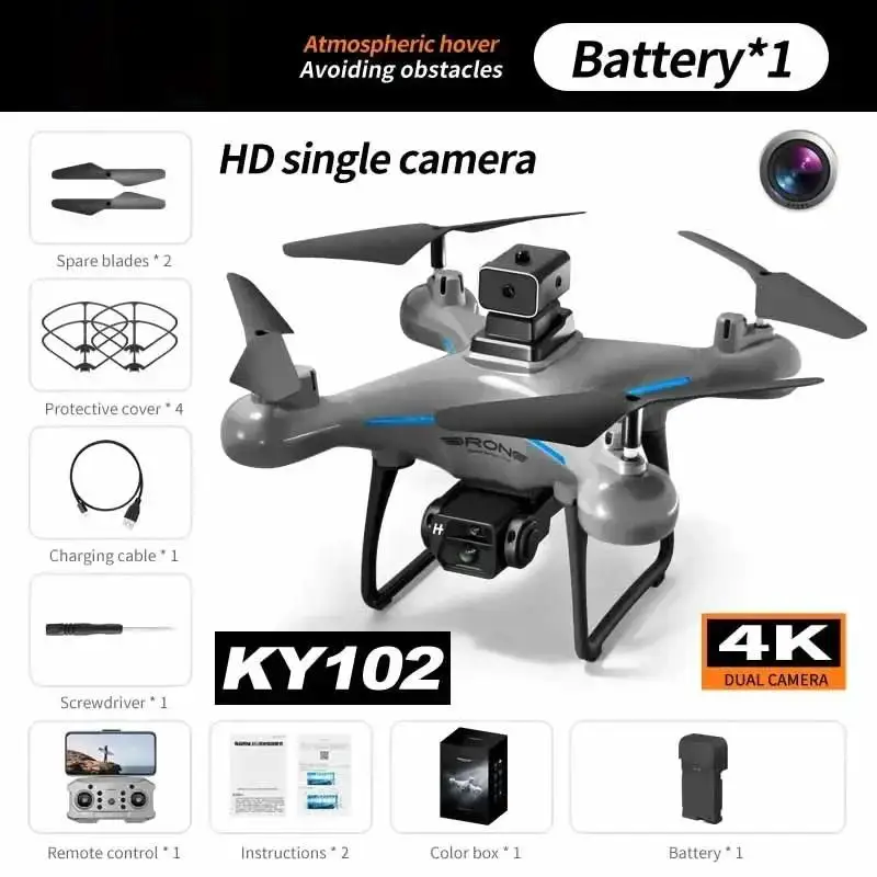 Top New KY102 Drone 8K Professional HD Dual Camera Aerial Photography Obstacle Avoidance Optical Four-Axis RC Aerocraft Toy