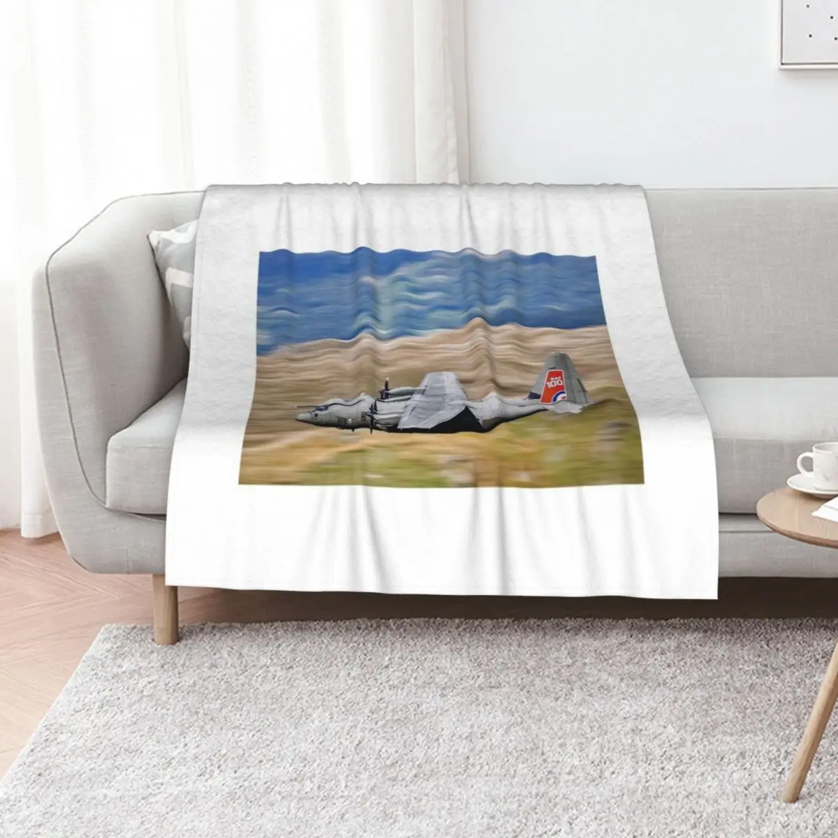 

RAF C130 Hercules Low Level in the Mach Loop Throw Blanket Sofa Throw Vintage Beach Kid'S Blankets