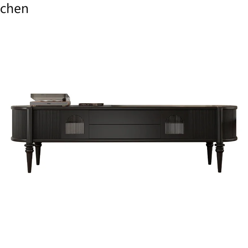 

YFY French retro TV cabinet living room home pure solid wood coffee table TV cabinet combination