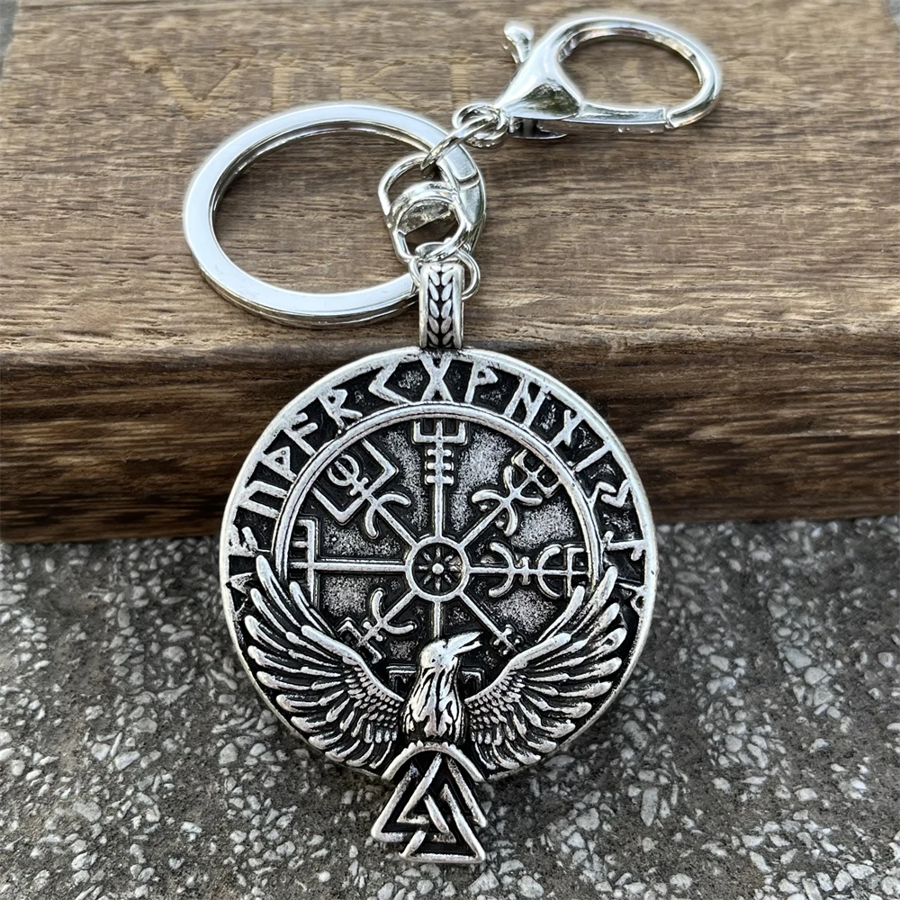 Nostalgie Norse Odin Rabe Schlüssel Zubehör Vegvisir Valknut Symbole Runen Wikinger Schlüssel bund