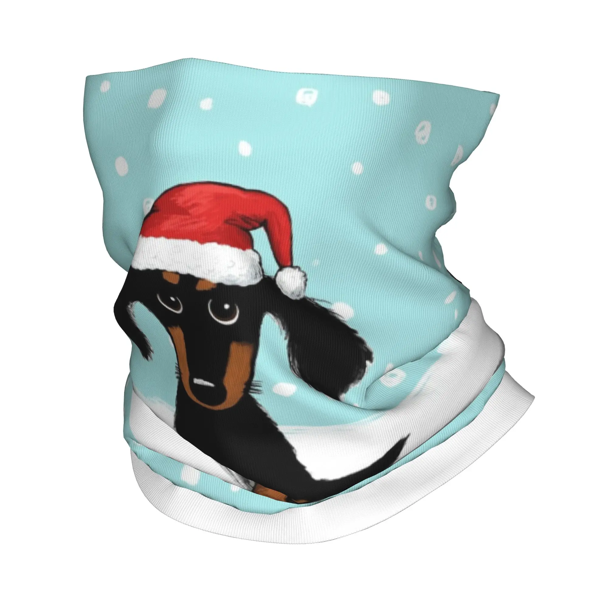 Cute Dachshund Christmas  Winter Wiener Dog Santa Bandana Neck Cover Printed Mask Scarf Headwear Hiking Fishing For Men Women