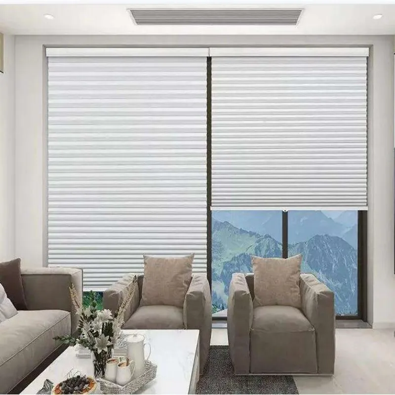 Motorized Electric Cellular Blackout Shade Day And Night Cordless Automatic Cellular Blinds Honeycomb Blinds For Windows