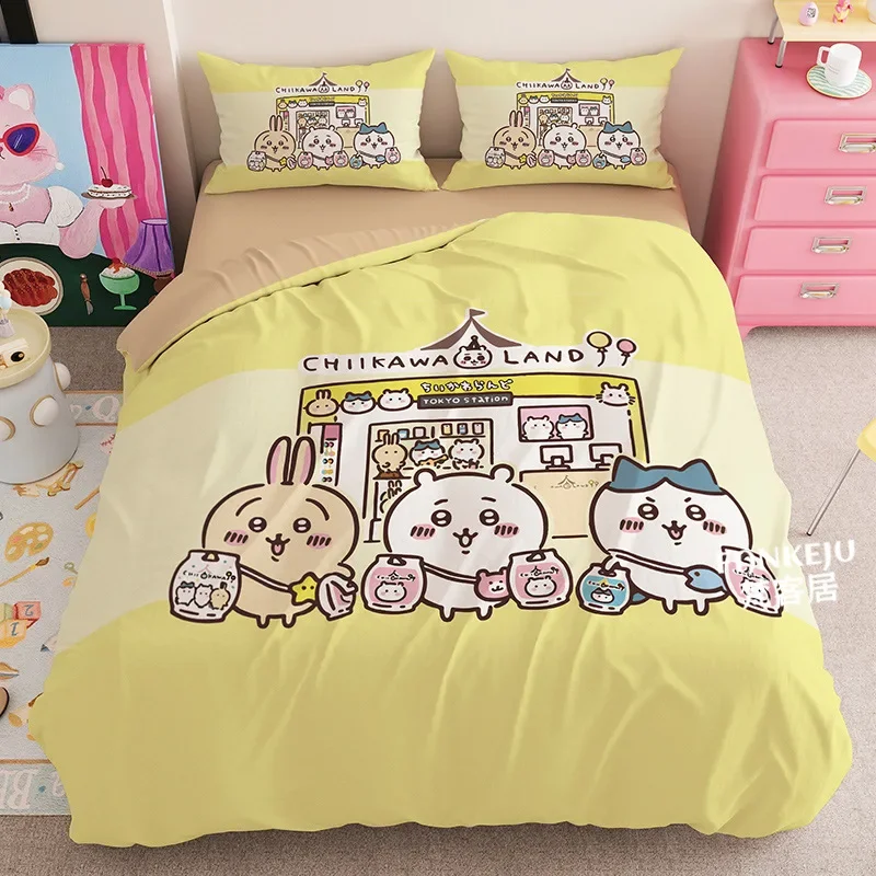 

Креативный пододеяльник с рисунком Chiikawas, комплект постельного белья с Рождеством, королева, полный размер для праздничной спальни, подростков, женский подарок