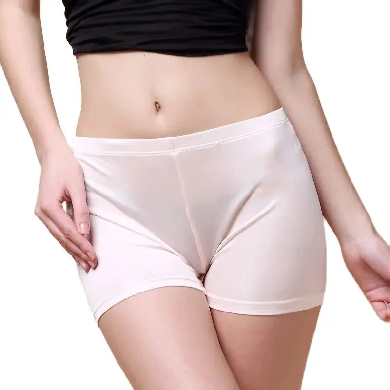 Birdtree Real Silk Summer Solid Boxer Shorts Medium Waist Underwear Women\'s Knitted Comfortable Breathable Leggings P3N396QC