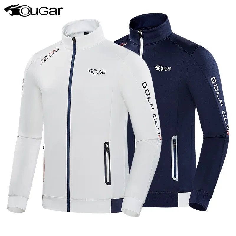 Men Golf Jacket Male Stand Collar Golf Coats Male Fleece Long Sleeve Jacket Men Keep Warm Zipper Overcoats Winter Outer Wear