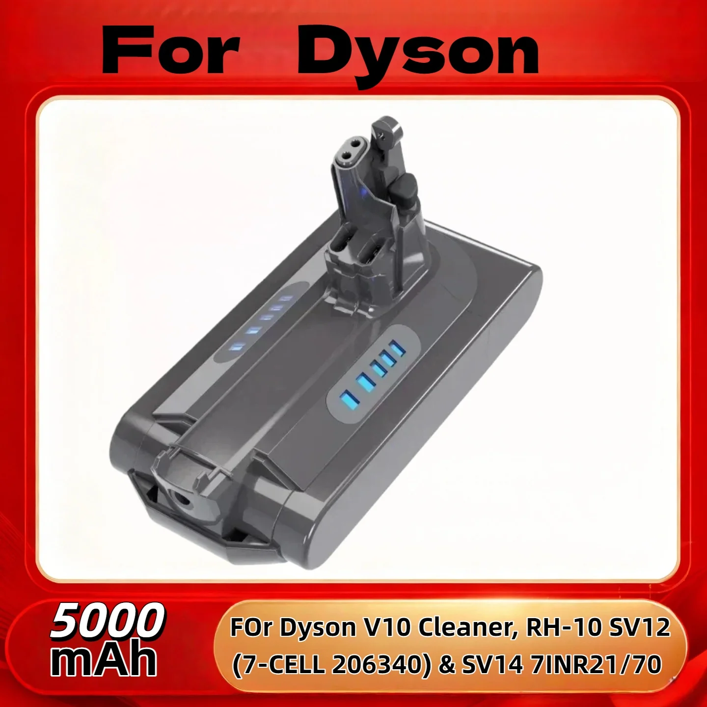 

25.2V 3500mAh-5000mAh Rechargeable Battery – for Dyson V10 Cleaner, RH-10 SV12 (7-CELL 206340) & SV14 7INR21/70 Battery Pack
