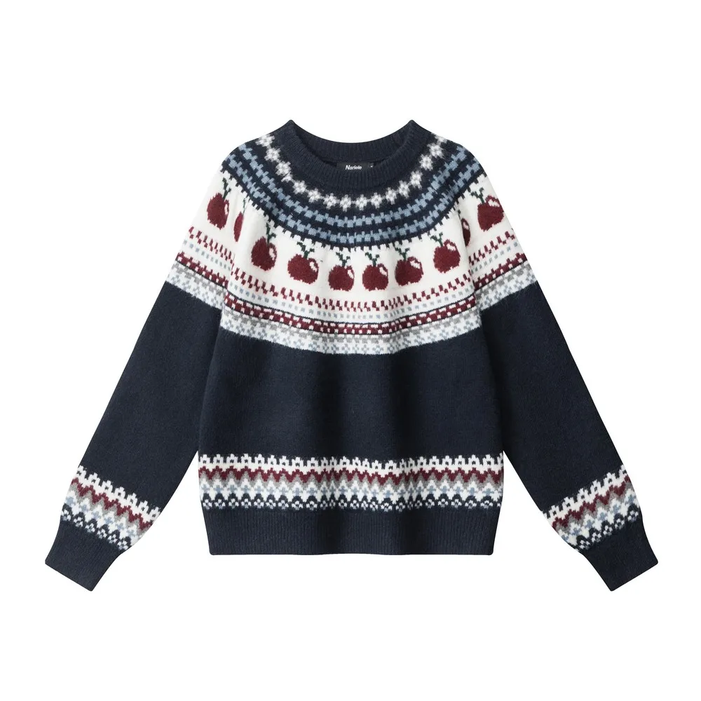 เสื้อสเวตเตอร์ไหมพรมสไตล์วินเทจเรโทรสีสันสดใส ดีไซน์น่ารักแบบคาวาอี้ เสื้อผ้าฤดูหนาวสำหรับผู้หญิงและเด็กผู้หญิง ทรงโอเวอร์ไซส์