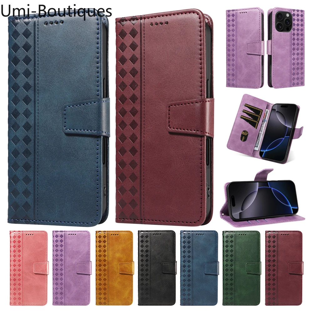 

Кожаный чехол для iPhone 16E 16 15 14 Plus 13 12 11 Pro Max 10 XR X XS 8 7 6 6S SE с геометрическим рисунком чехол-бумажник с подставкой и слотами для карт