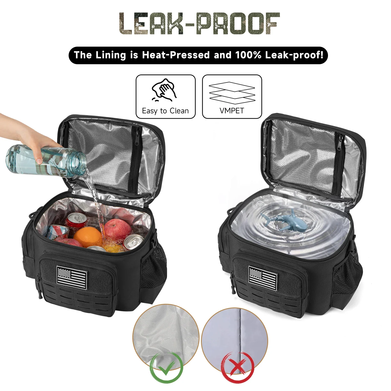 Tactical Thermal Cooler Bag Outdoor Heavy Duty Lunch Box Work Leakproof Insulated Durable Lunch Bag for Men Meal Camping Picnic