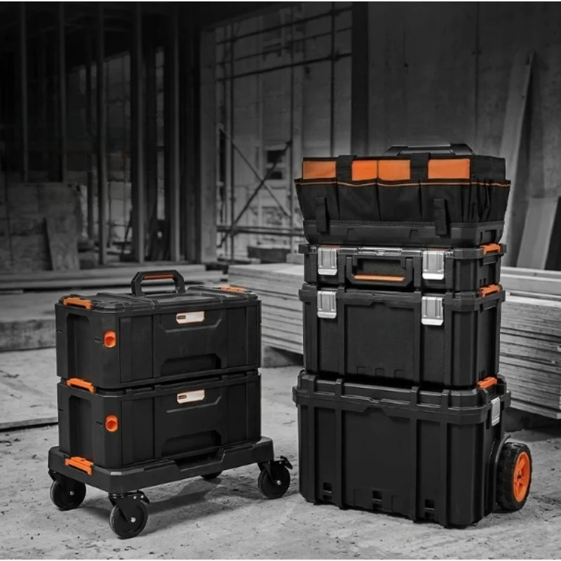 3‑Layer Stackable Combined Tie‑Rod Toolbox Wheeled Movable Large Capacity Installation Storage Tool Cart