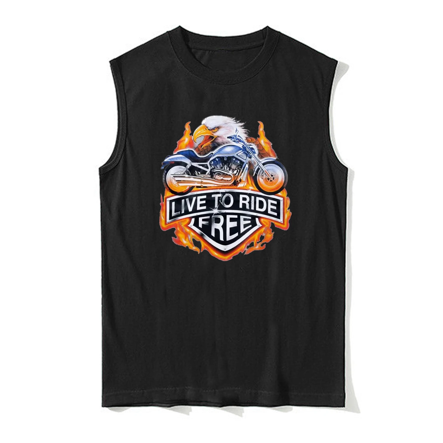 Live To Ride Free. Fashion Bald Eagle Choppers Motorcycle Vests 100% Cotton O-Neck Casual Mens Tanktop Sleeveless Tee Streetwear