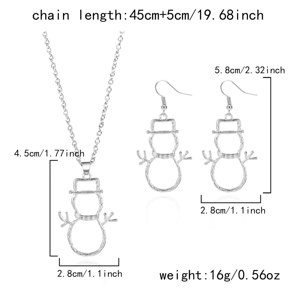 أنيقة عيد الميلاد عطلة الأقراط فضية اللون الجوف المعادن ارتداء قبعة ثلج قطرة الحد الأدنى عيد الميلاد مجوهرات هدية للرجال النساء