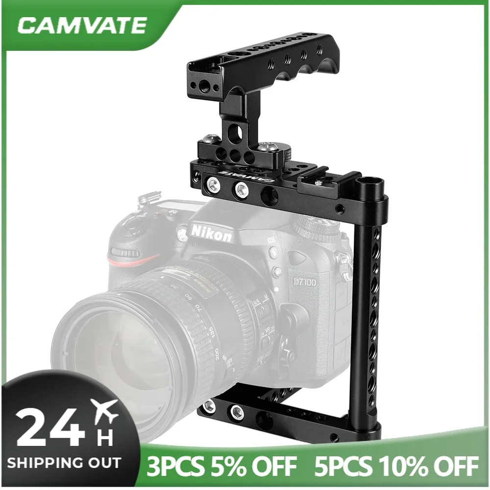 Impianto di perforazione della gabbia della fotocamera CAMVATE per Canon 550D,500D,450D,760D,7D MarkII,5D MarkII,5D MarkIII,5DS,5DSR,D7000,D7100,a58,a7,a7II,A99,GH5
